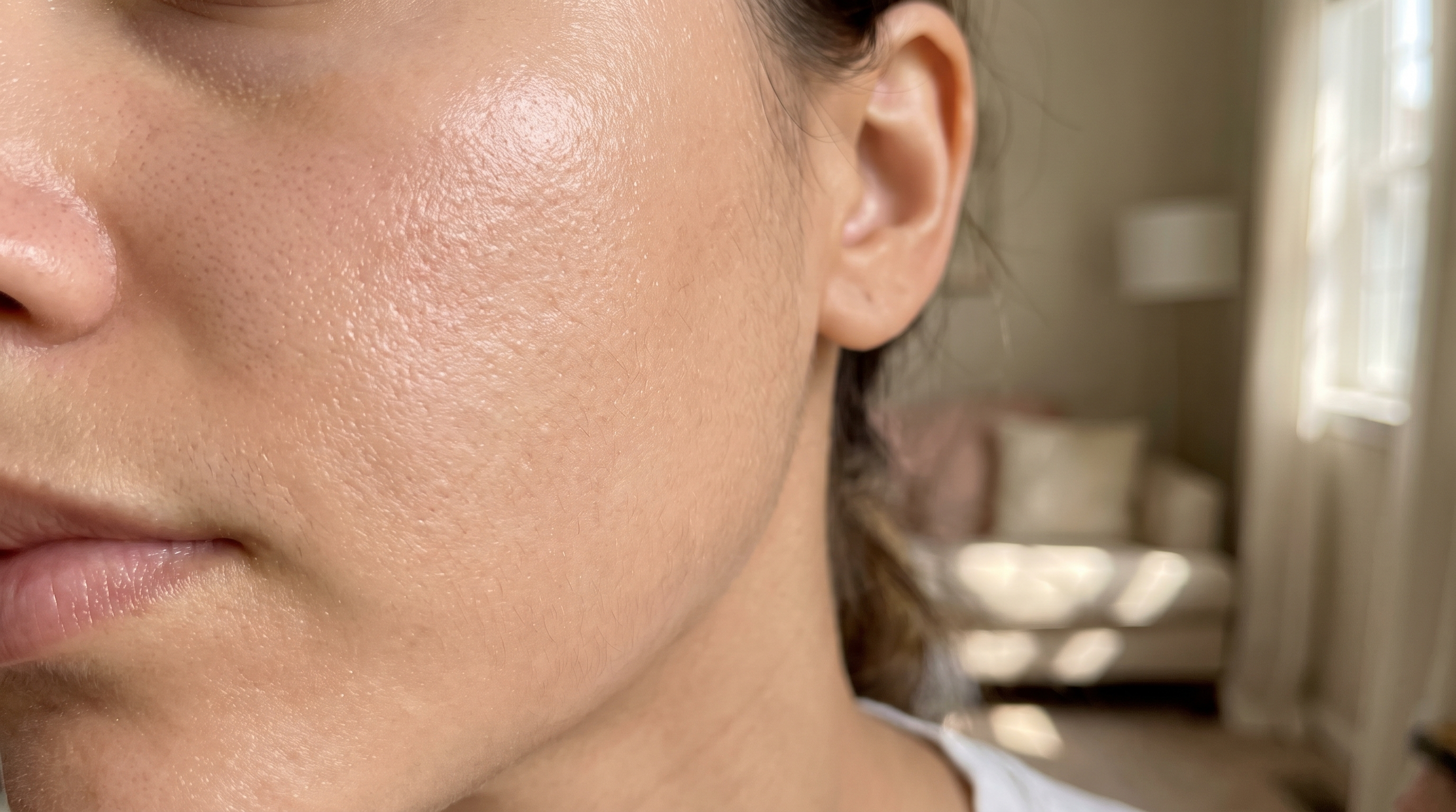 Calm, even-toned, healthy skin close-up